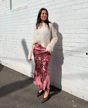 Long Bias Cut Pressed Coral Skirt