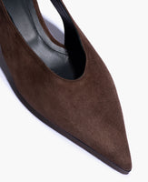 Tory Chocolate Suede Kitten Heel