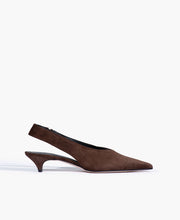 Tory Chocolate Suede Kitten Heel