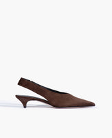 Tory Chocolate Suede Kitten Heel