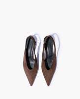 Tory Chocolate Suede Kitten Heel