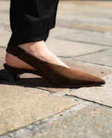 Tory Chocolate Suede Kitten Heel