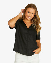 Open Collar Linen Top