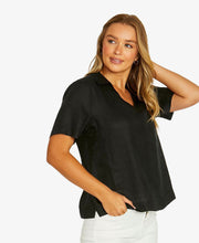 Open Collar Linen Top