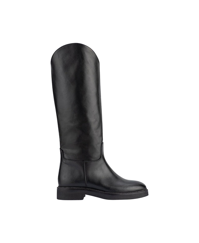 Giada Black Leather Riding Boot