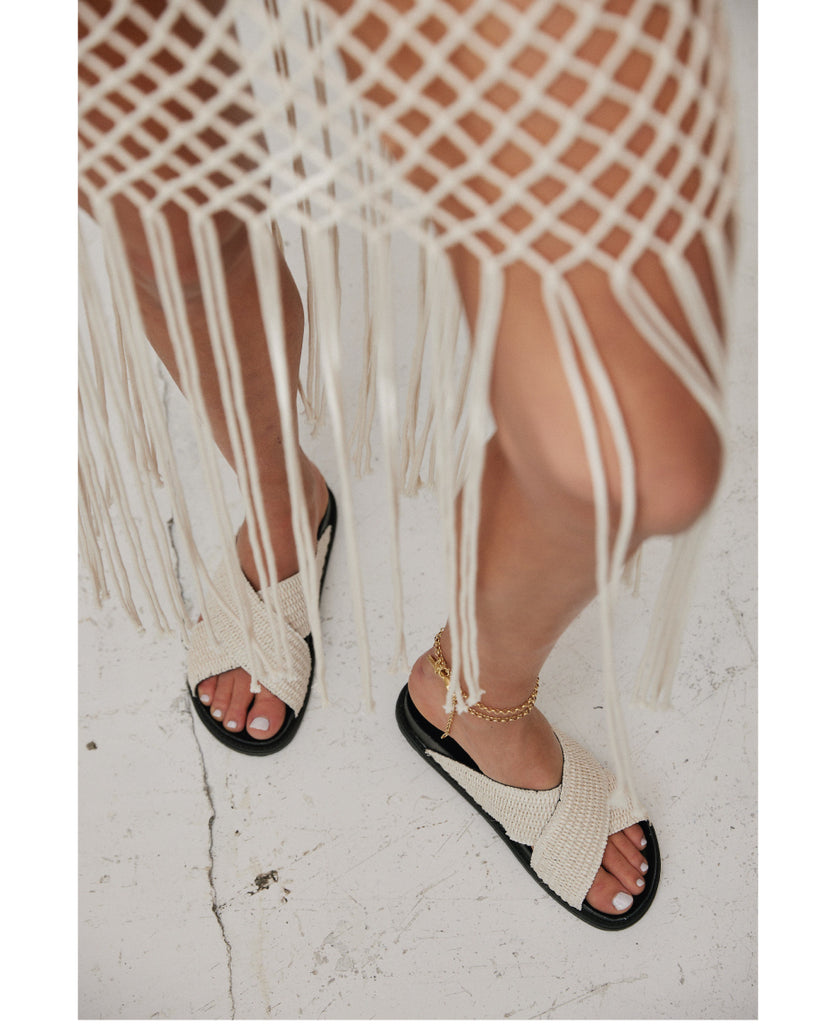 Isla Latte Raffia Slide by DOF STUDIOS Page Isla Latte Raffia