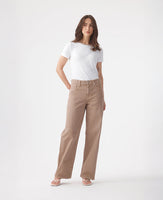 Olive Mid Rise Slouchy Mushroom Jean
