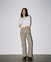 Effie Mid Rise Flare Mushroom Jean