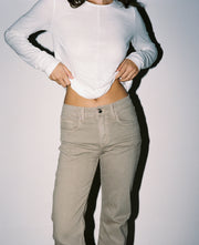 Effie Mid Rise Flare Mushroom Jean