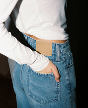 Olive Mid Rise Slouchy Marina Mid Blue Jean