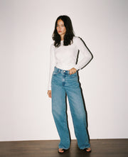 Olive Mid Rise Slouchy Marina Mid Blue Jean