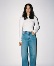 Olive Mid Rise Slouchy Marina Mid Blue Jean