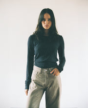 Olive Mid Rise Slouchy Mushroom Jean
