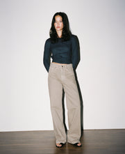 Olive Mid Rise Slouchy Mushroom Jean