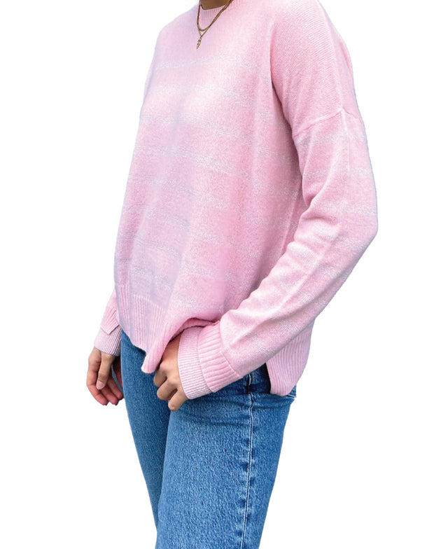 Metallic Stripe Pink Sweater