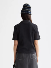 Crochet Polo Knit Top