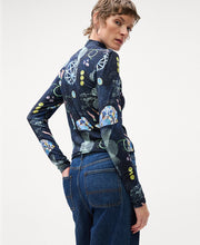 Printed Mock Neck LS Top