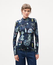 Printed Mock Neck LS Top