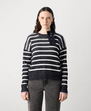 Stripe Tie Neck Pullover