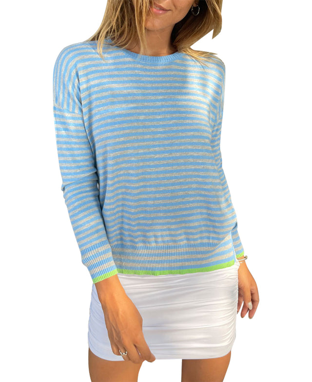 Stripe Blue Grey Sweater