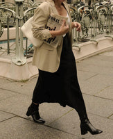 Long Bias Cut Black Skirt