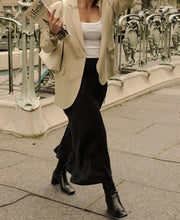 Long Bias Cut Black Skirt