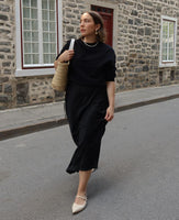 Long Bias Cut Black Skirt