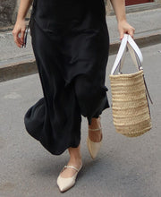 Long Bias Cut Black Skirt