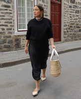 Long Bias Cut Black Skirt