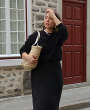 Long Bias Cut Black Skirt