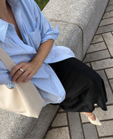 Long Bias Cut Black Skirt