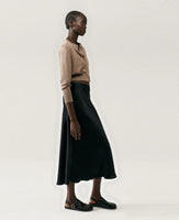 Long Bias Cut Black Skirt