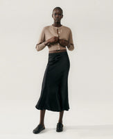 Long Bias Cut Black Skirt