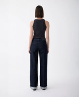 Mia Mid Rise Wide Leg Cuffed Rinse Jean