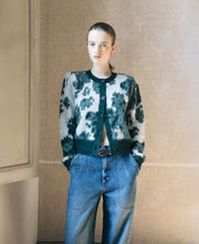 Jacquard Crew Neck Cardigan