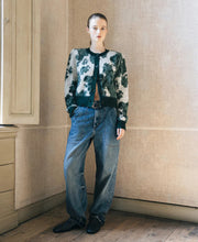 Jacquard Crew Neck Cardigan