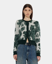 Jacquard Crew Neck Cardigan