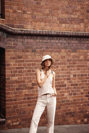 Zoe High Rise Straight Crop Ecru Jean