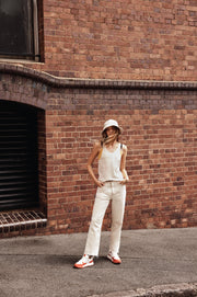 Zoe High Rise Straight Crop Ecru Jean