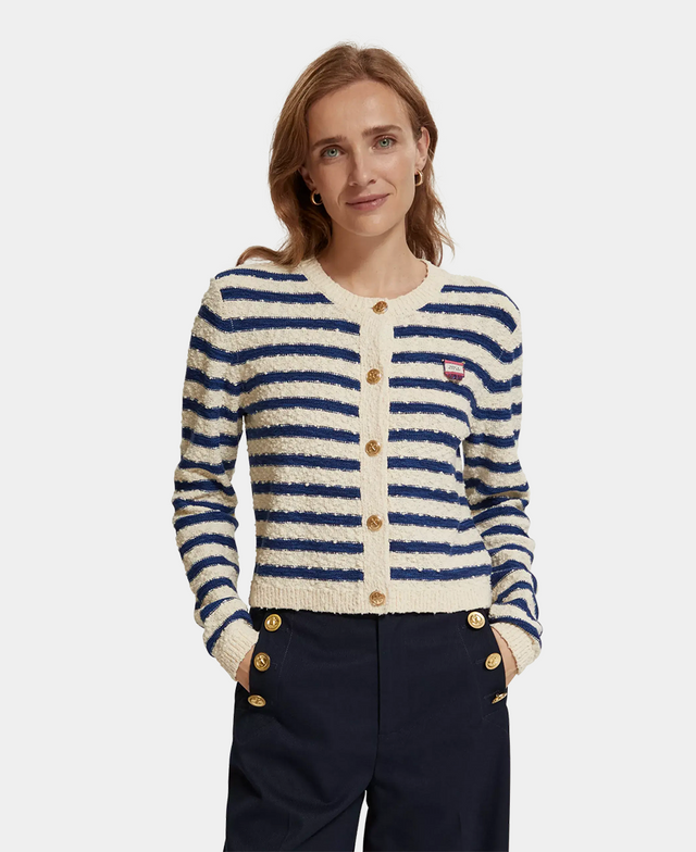 Textured Breton Stripe Cardigan