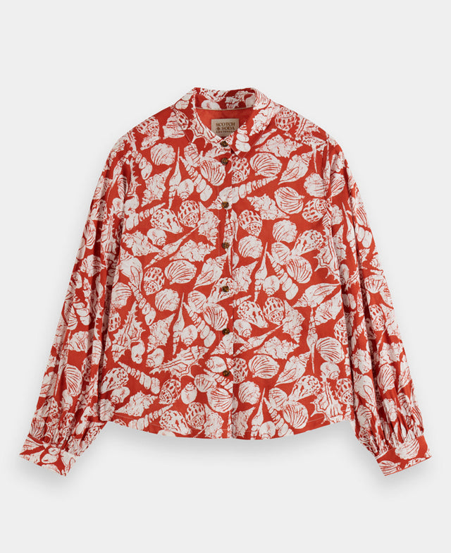 Printed Balloon Sleeve Shirt