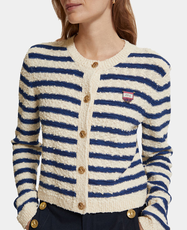 Textured Breton Stripe Cardigan