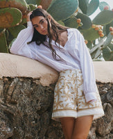 Starfish Embroidered Linen Shorts