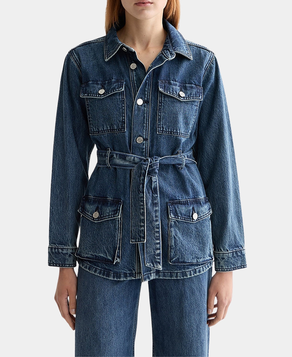 Worked Out Belted Denim Jacket