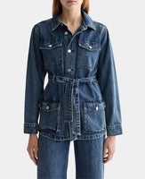 Worked Out Belted Denim Jacket