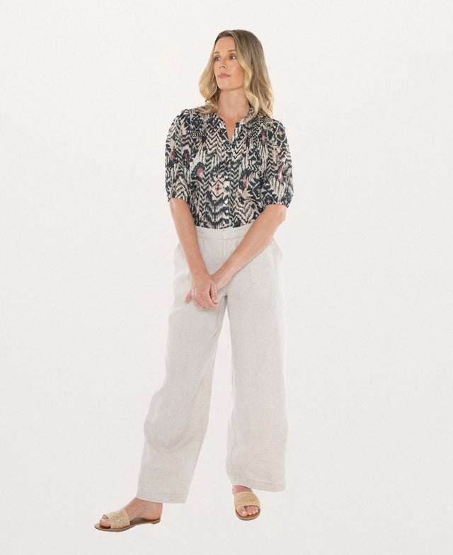 Fly Front Linen Pant