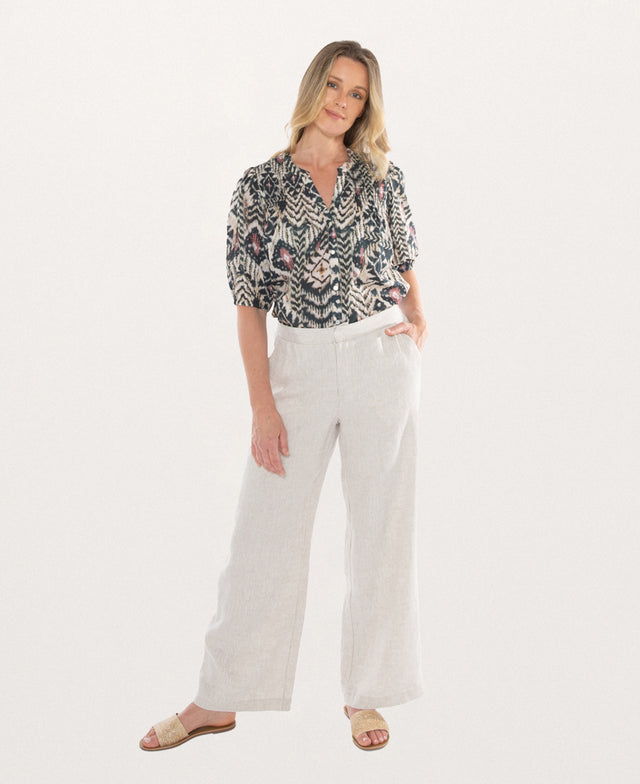 Fly Front Linen Pant