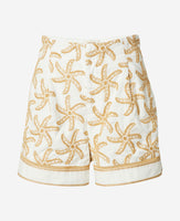 Starfish Embroidered Linen Shorts