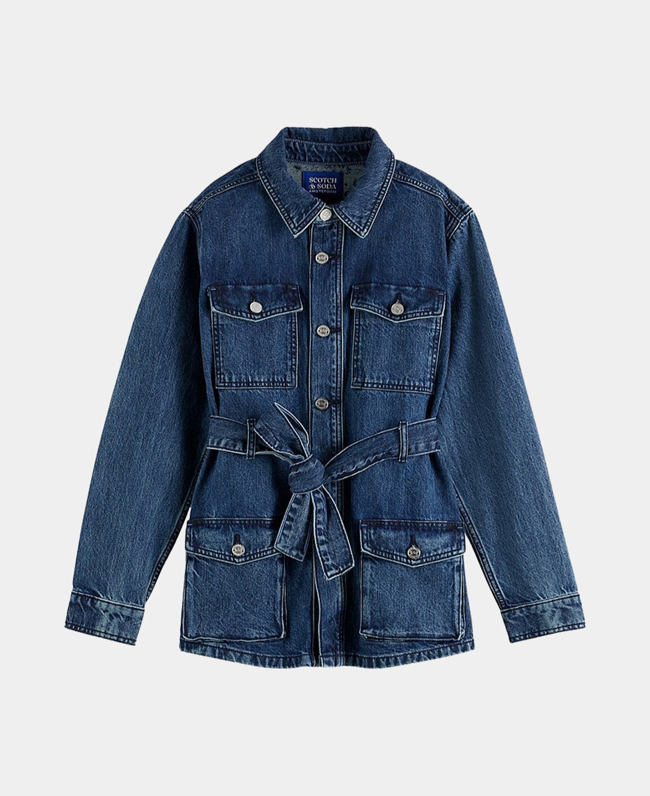 Worked Out Belted Denim Jacket