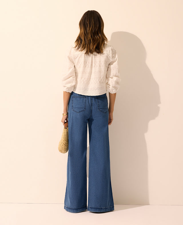 Leigh Mid Rise Wide Leg Pant